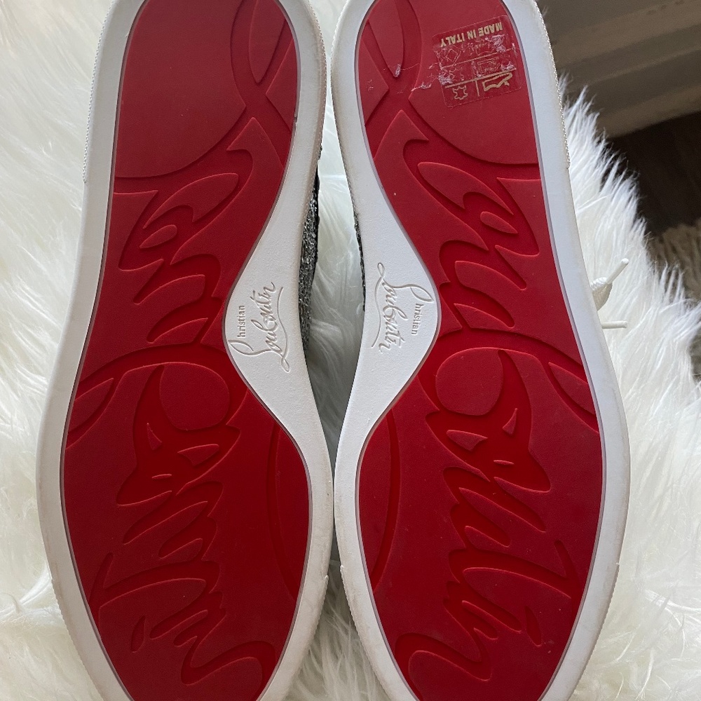Christian Louboutin, silver sparkly, Womens size 8